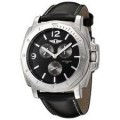 Invicta 3 Eye Multi Function Black Leather with Crown Protector Casual Watch